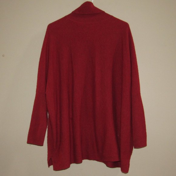 REPEAT Wool Cashmere Rusty Orange Red Oversized Turtleneck Tunic Sweater One Sz - Picture 2 of 6